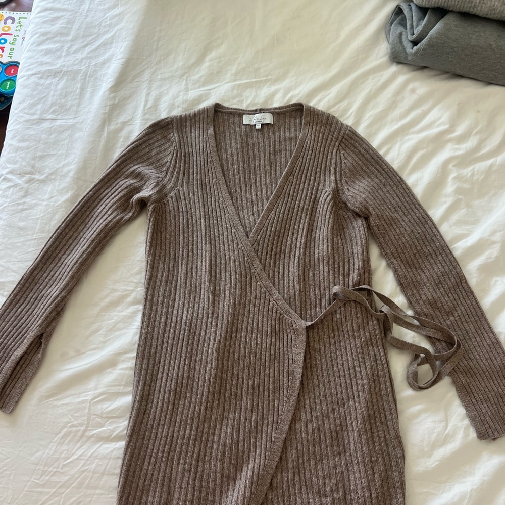 L’Academie Women's Brown Wrap Sweater Dress
